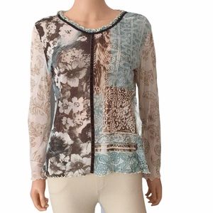 Vintage Oui floral pattern blouse top